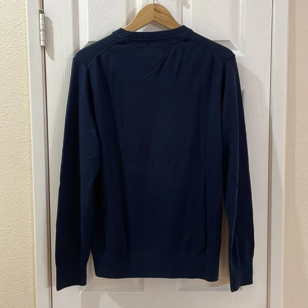 Tommy Hilfiger Dark Blue Cotton V-Neck Sweater (Men’s L)